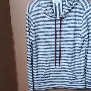 Market & Spruce Black and White Striped Hoodie